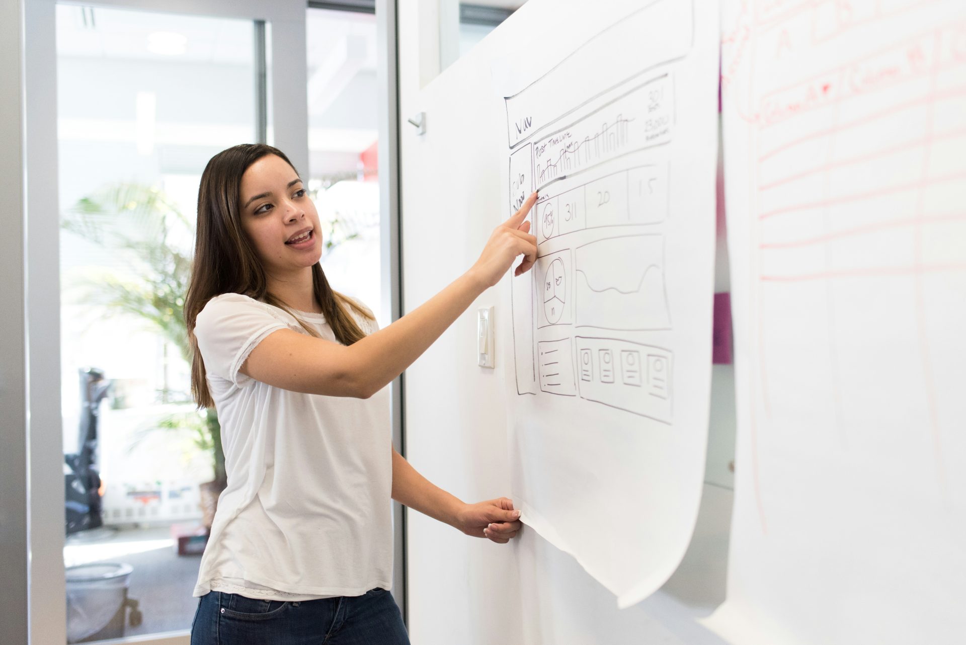 femme faisant un présentation